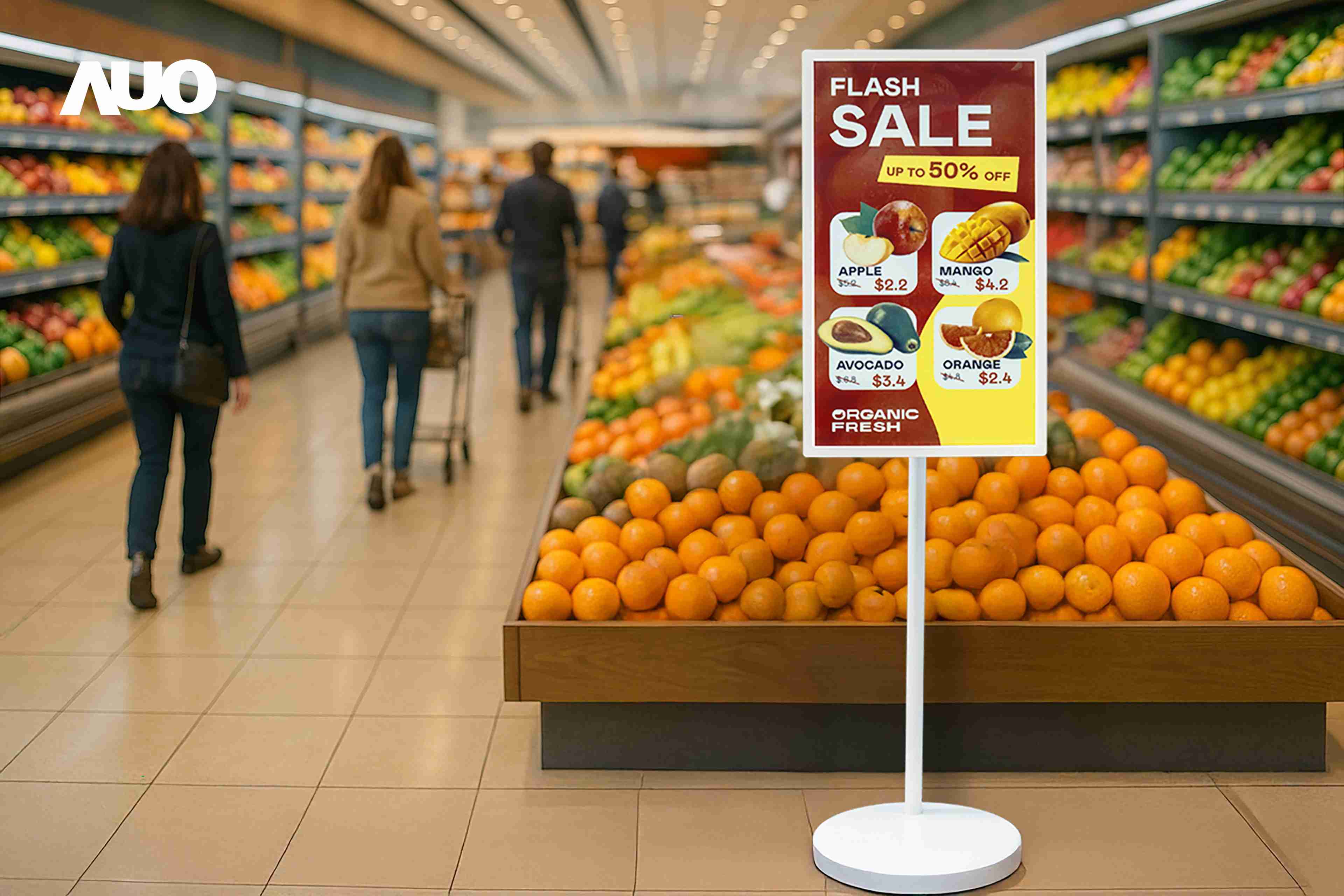 达擎首亮相低功耗、、、全彩的〝aecoPost电子纸解决方案〞，，，仅在更新画面时需要微量的电力驱动，，，无需布建电线的便捷设计，，，，使其可灵活应用、、、随意置放，，并可透过云端或行动装置app，，轻松管理及排程广告内容，，，晋升店头营销利器。。。。